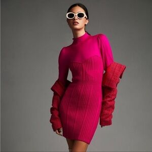 Anthropologie Turtleneck Sweater Dress Pink Pullover Long Sleeve Sz S NEW